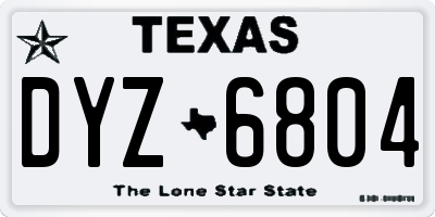 TX license plate DYZ6804