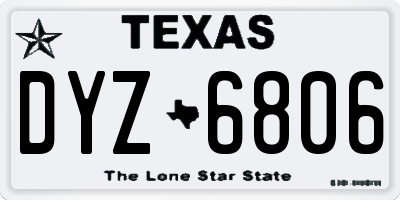 TX license plate DYZ6806