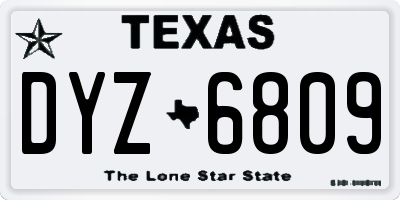 TX license plate DYZ6809