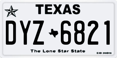 TX license plate DYZ6821