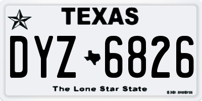 TX license plate DYZ6826