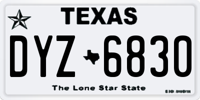 TX license plate DYZ6830