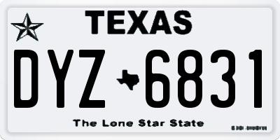 TX license plate DYZ6831