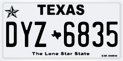 TX license plate DYZ6835