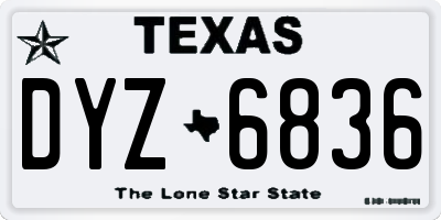 TX license plate DYZ6836