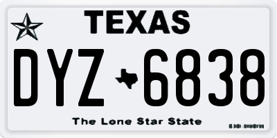 TX license plate DYZ6838