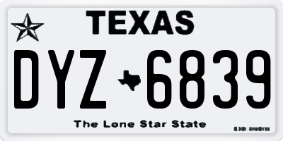 TX license plate DYZ6839