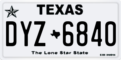 TX license plate DYZ6840