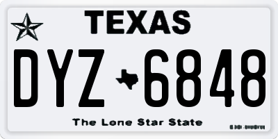 TX license plate DYZ6848