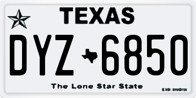 TX license plate DYZ6850