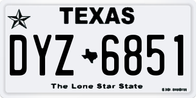 TX license plate DYZ6851