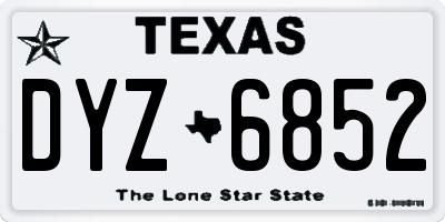 TX license plate DYZ6852