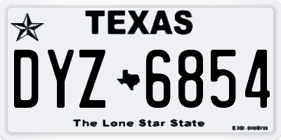 TX license plate DYZ6854