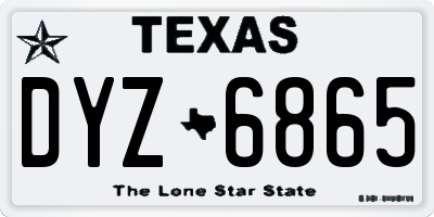 TX license plate DYZ6865