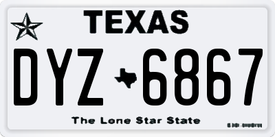 TX license plate DYZ6867