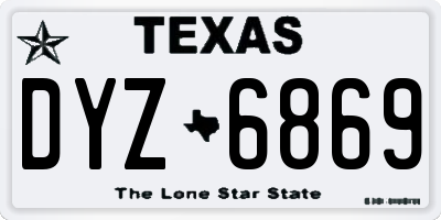 TX license plate DYZ6869