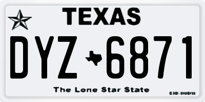 TX license plate DYZ6871
