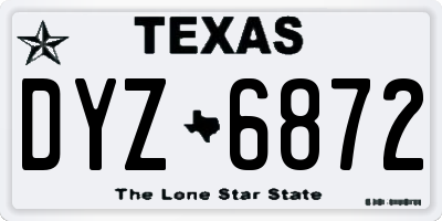 TX license plate DYZ6872