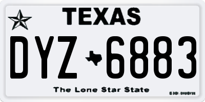 TX license plate DYZ6883
