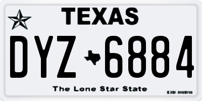 TX license plate DYZ6884