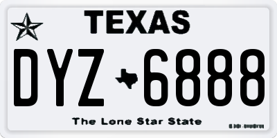 TX license plate DYZ6888