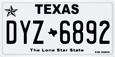 TX license plate DYZ6892
