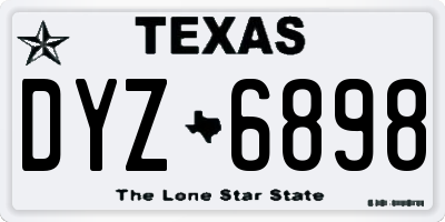 TX license plate DYZ6898