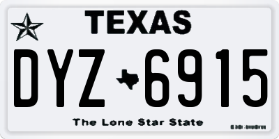 TX license plate DYZ6915