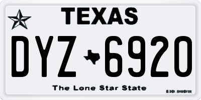 TX license plate DYZ6920