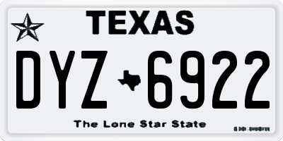 TX license plate DYZ6922