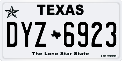 TX license plate DYZ6923