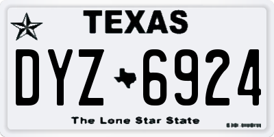 TX license plate DYZ6924