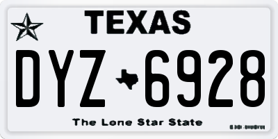 TX license plate DYZ6928