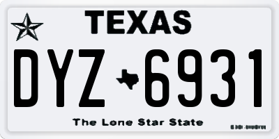 TX license plate DYZ6931