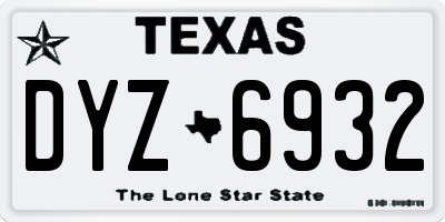 TX license plate DYZ6932