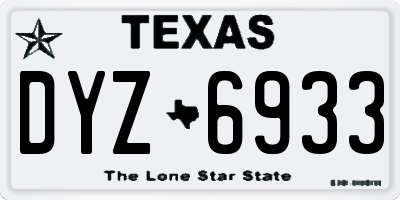 TX license plate DYZ6933
