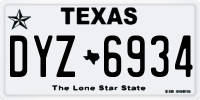 TX license plate DYZ6934