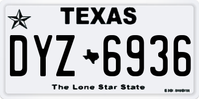 TX license plate DYZ6936