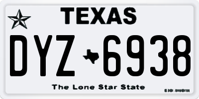 TX license plate DYZ6938
