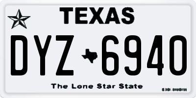 TX license plate DYZ6940