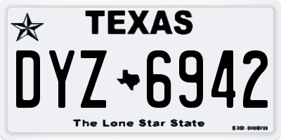 TX license plate DYZ6942