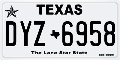 TX license plate DYZ6958