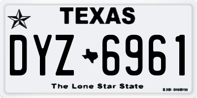 TX license plate DYZ6961