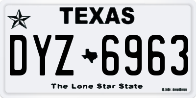 TX license plate DYZ6963