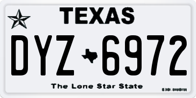 TX license plate DYZ6972