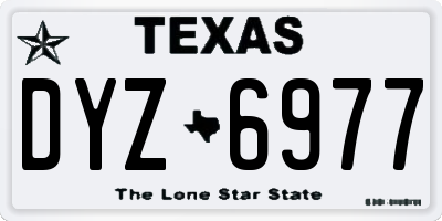 TX license plate DYZ6977