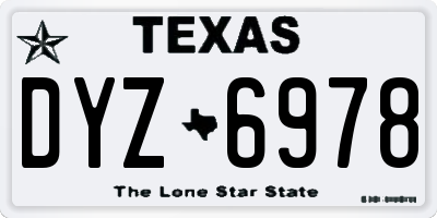 TX license plate DYZ6978