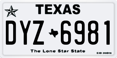TX license plate DYZ6981