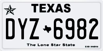 TX license plate DYZ6982