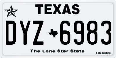 TX license plate DYZ6983